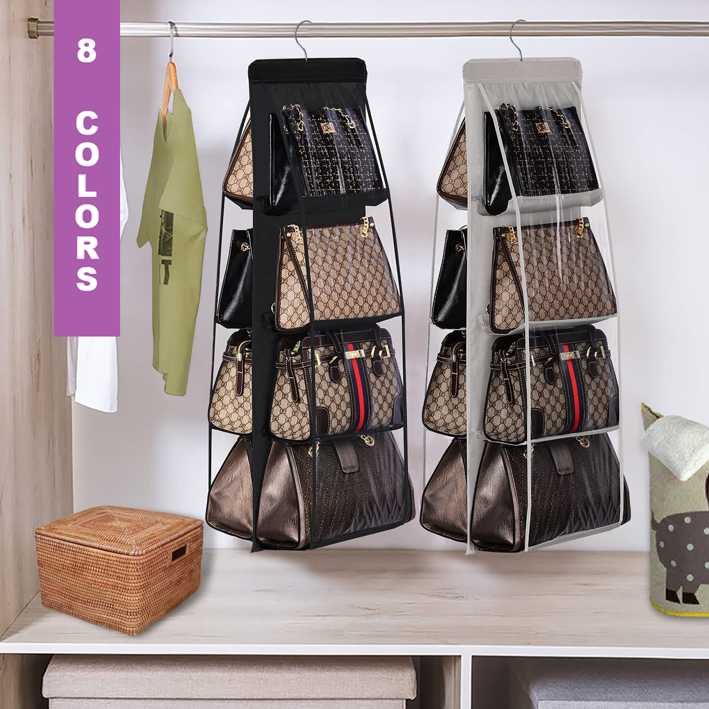 6-Pocket Shelf Wall Hanging Handbag Storage Organizer Carrying