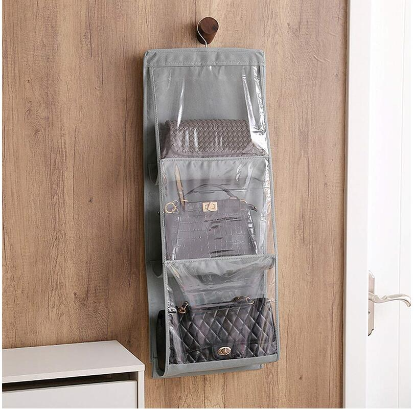 Multicolor Non-woven Fabrics 6 Pocket Handbag Organizer Foldable Hanging  Purse Storage Organiser