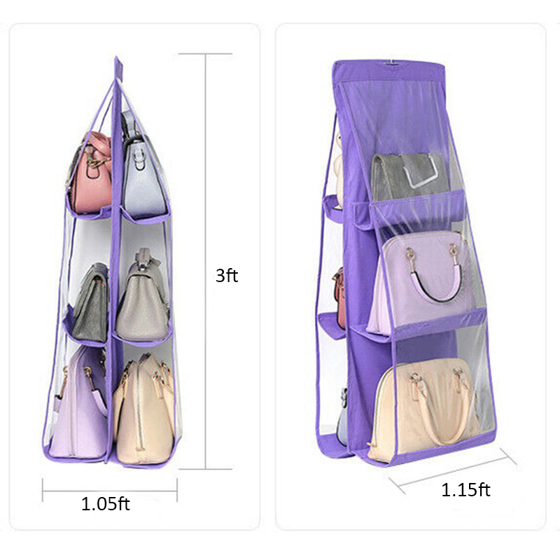 6-Pocket Shelf Wall Hanging Handbag Storage Organizer Carrying