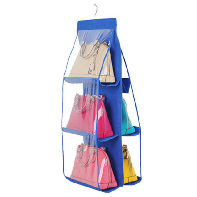 Buy Juzr Purse Handbag Organizer 6 Pocket Foldable Large Clear Anti Dust Hanging  Storage Bag Organizer with Hook Purse Hanger Storage Holder for Wardrobe  Closet Organizer Pack of 2 | Multicolor Online